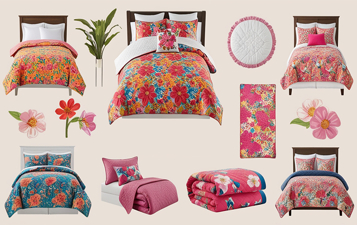 Floral bedding options for a bright and colorful bedroom aesthetic from Lush Decor.